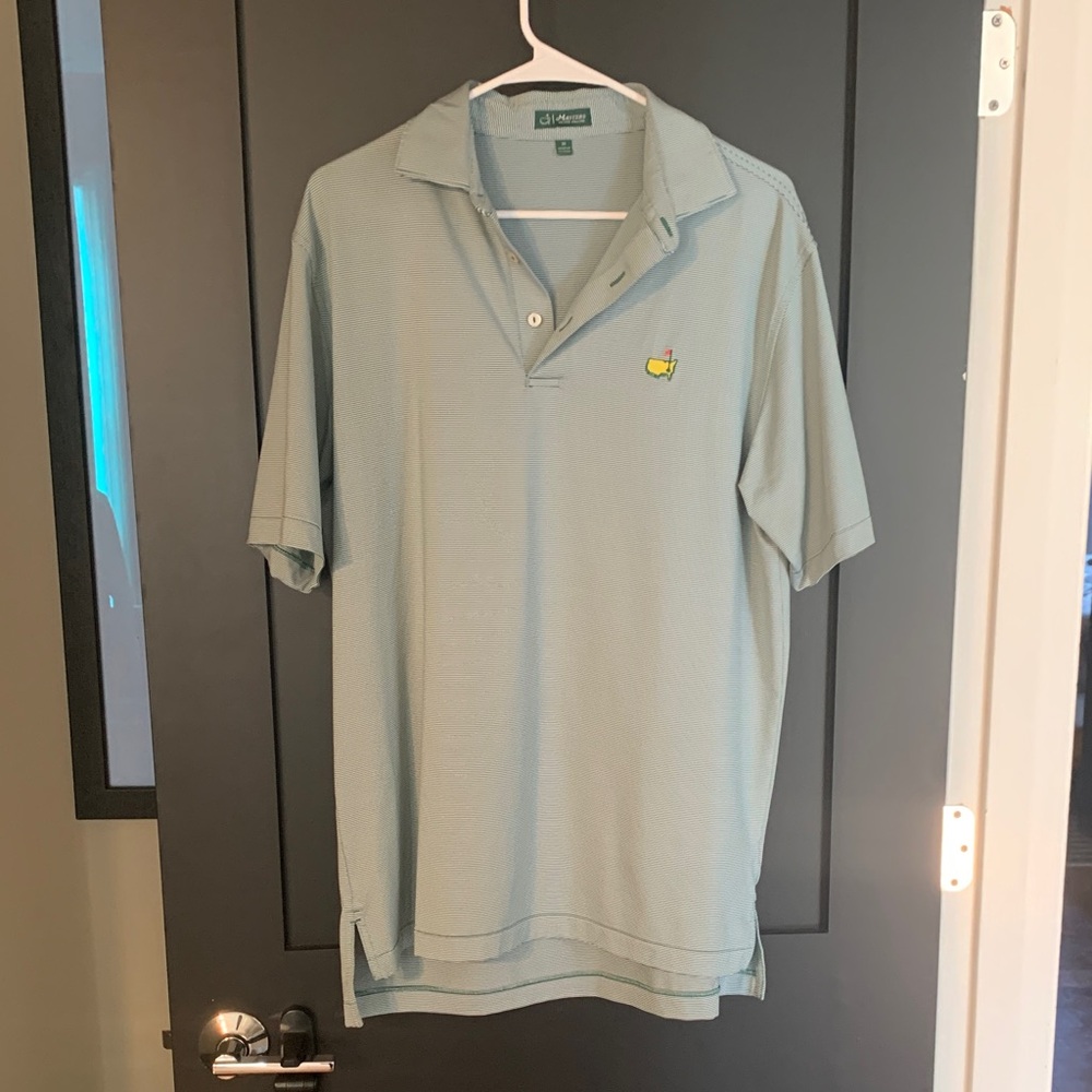 Peter Millar Striped Green Men’s Polo with Masters Augusta Embroidered Logo